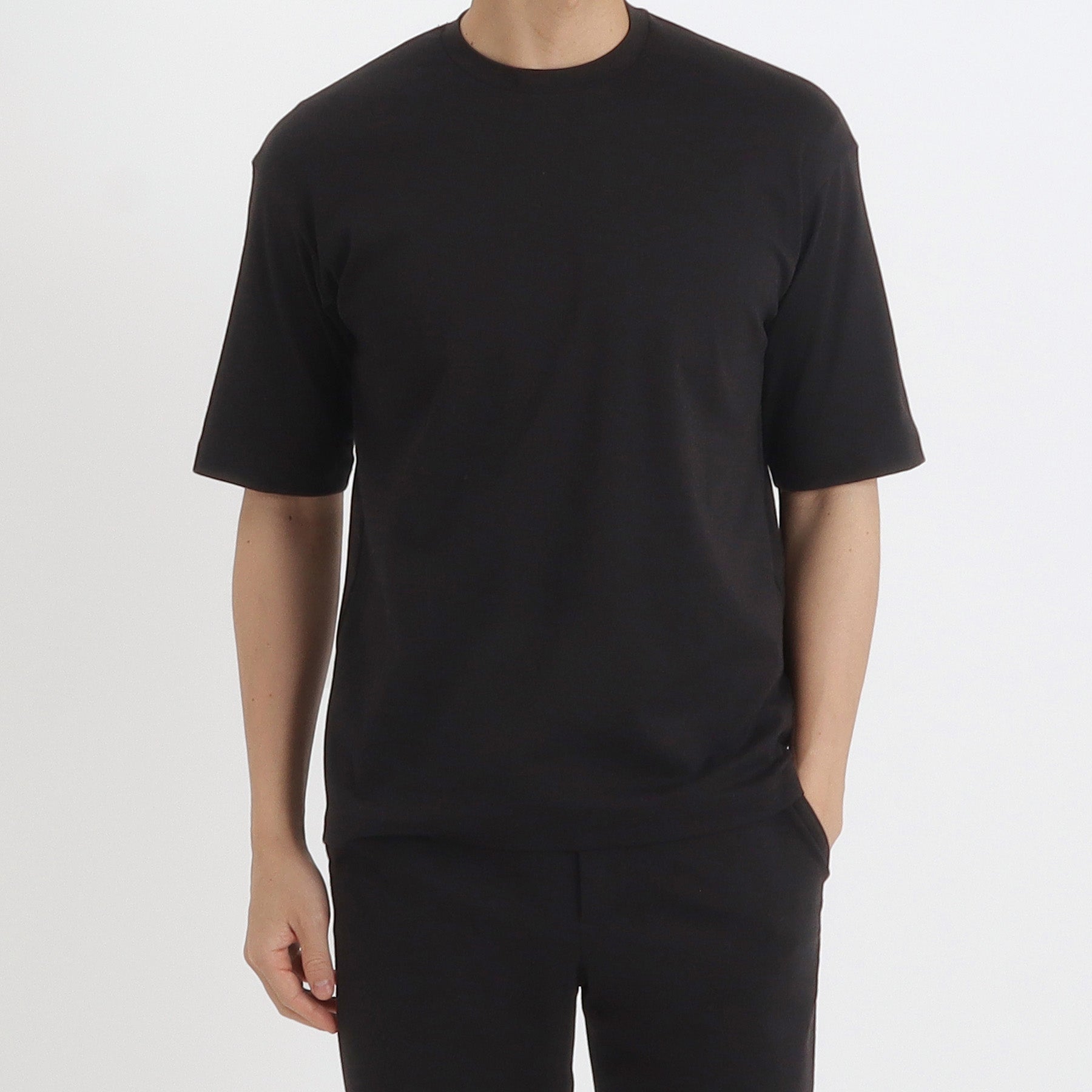 スビンプラチナム ハイゲージフライスコンフォートTシャツ ブラック