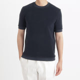 Micro Pile Tailored Ribbed Hem T-shirt Color: Navy