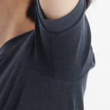 Micro Pile Tailored Ribbed Hem T-shirt Color: Navy