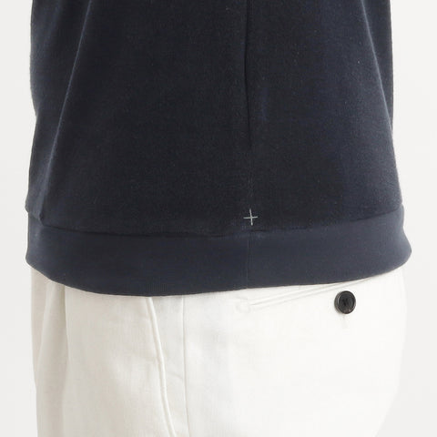 Micro Pile Tailored Ribbed Hem T-shirt Color: Navy