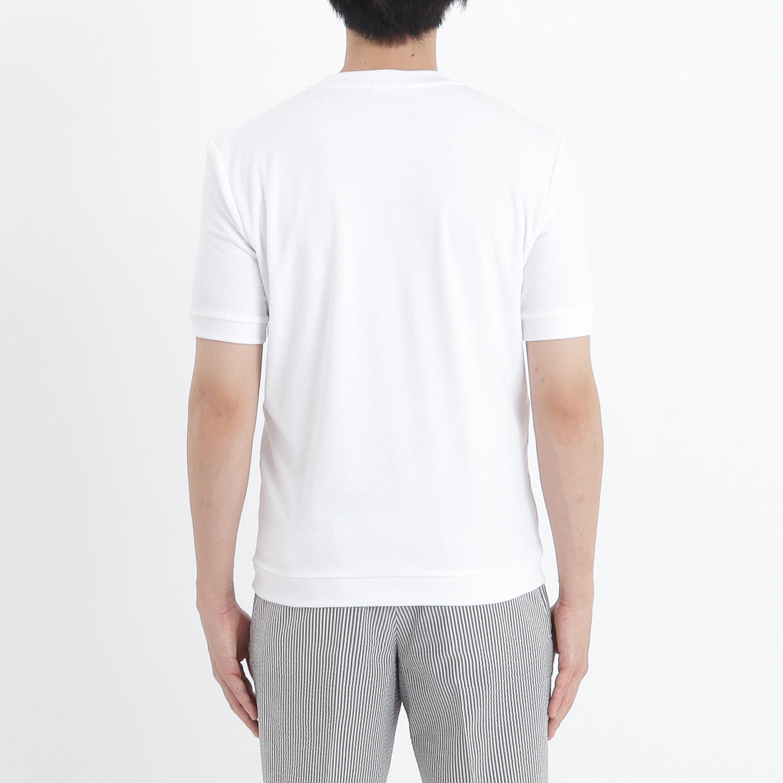 Micro Pile Tailored Ribbed Hem T-shirt Color: White
