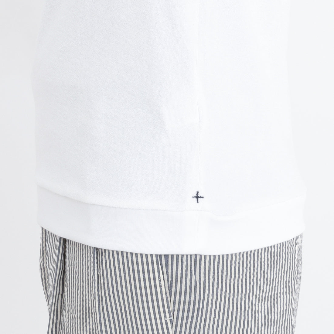 Micro Pile Tailored Ribbed Hem T-shirt Color: White