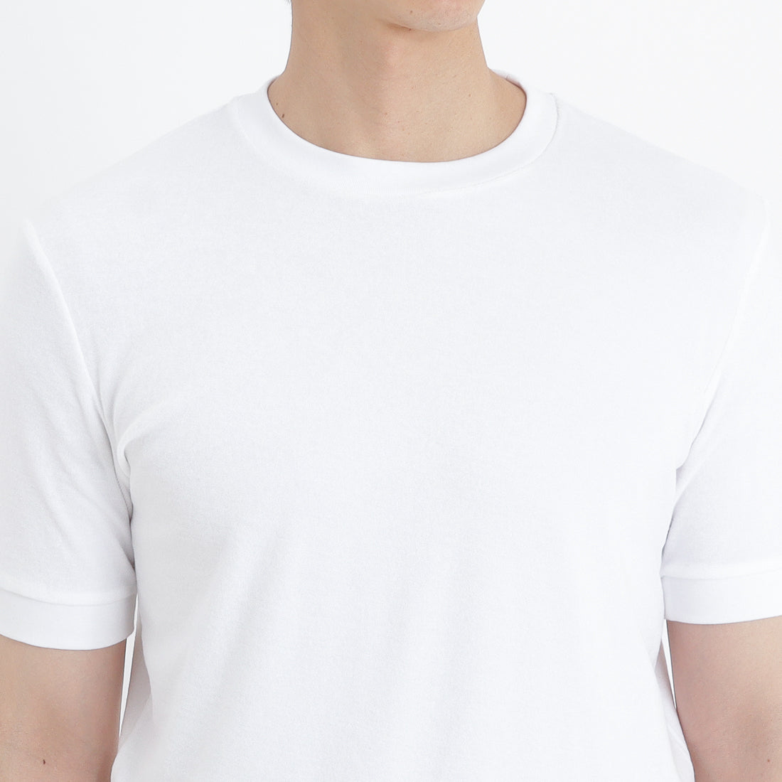Micro Pile Tailored Ribbed Hem T-shirt Color: White