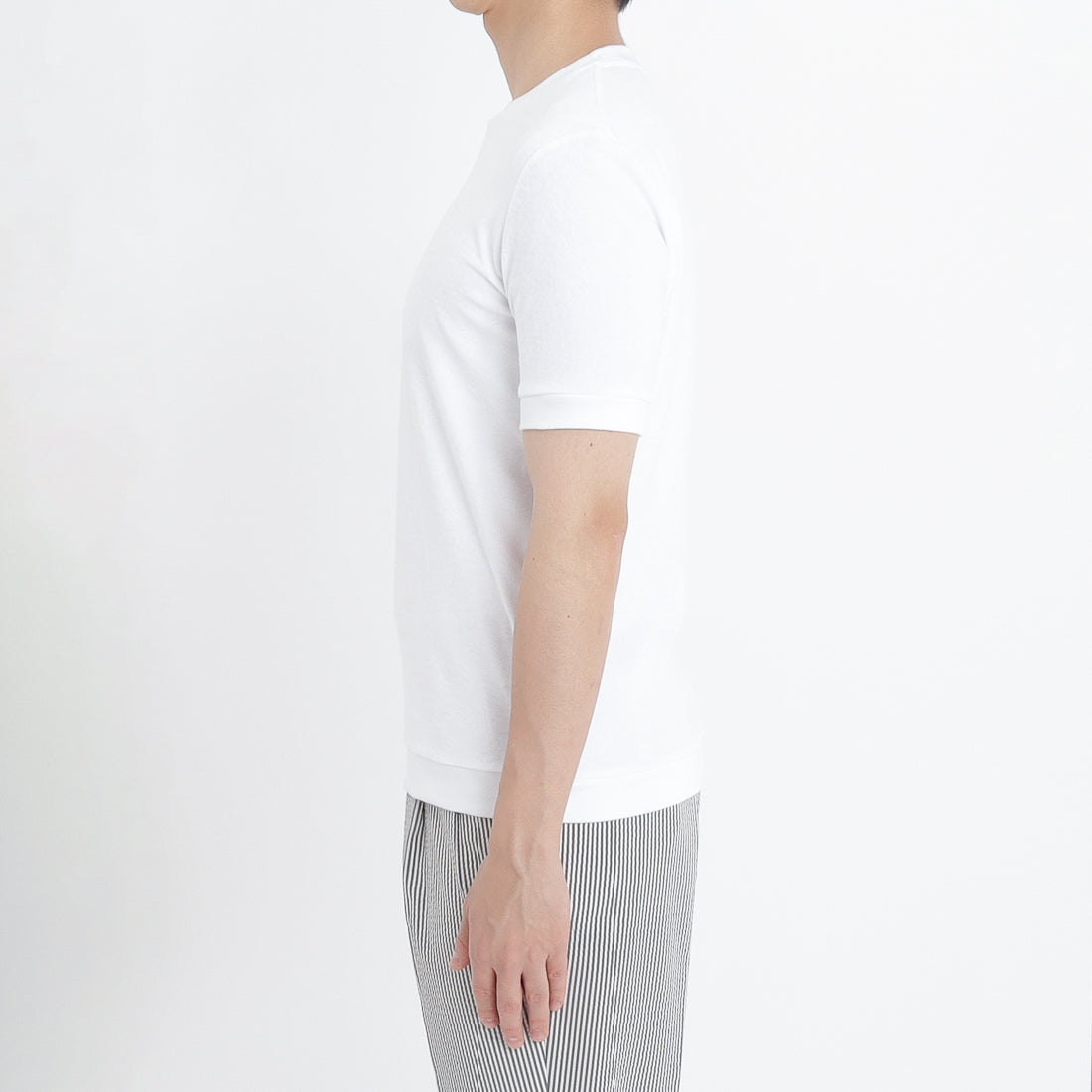 Micro Pile Tailored Ribbed Hem T-shirt Color: White