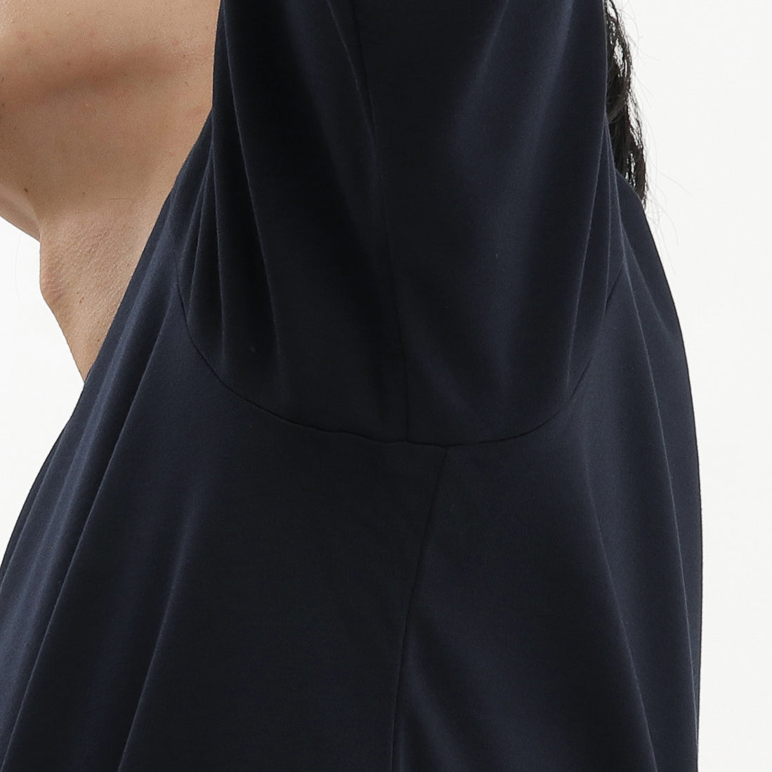 Tailored Mock Neck Long Sleeve T-shirt Color: Navy