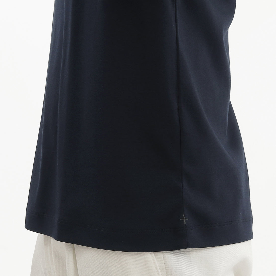 Tailored Mock Neck Long Sleeve T-shirt Color: Navy