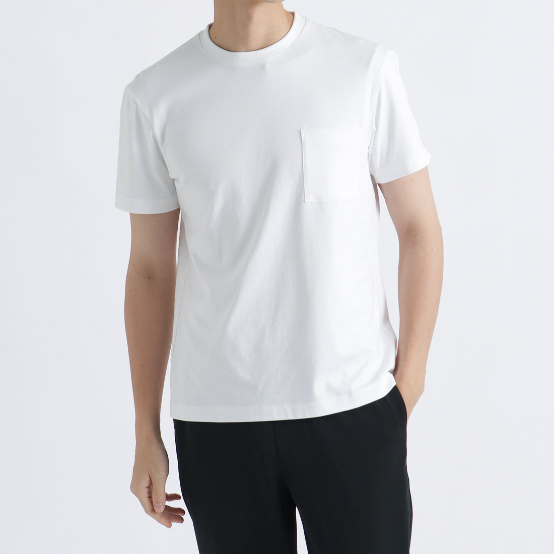 スビンプラチナムスムース テーラードポケットTシャツ ホワイト