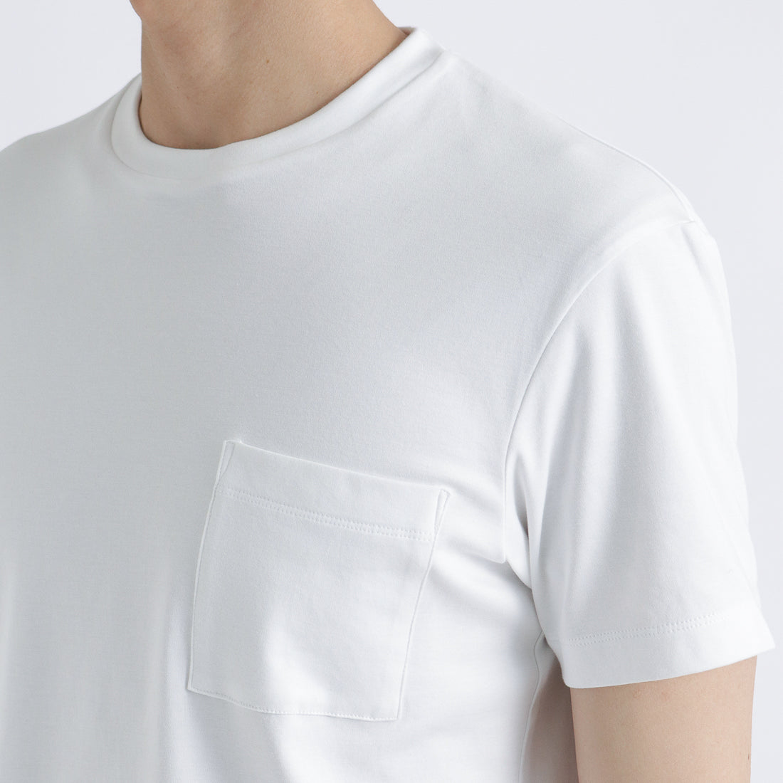 スビンプラチナムスムース テーラードポケットTシャツ ホワイト