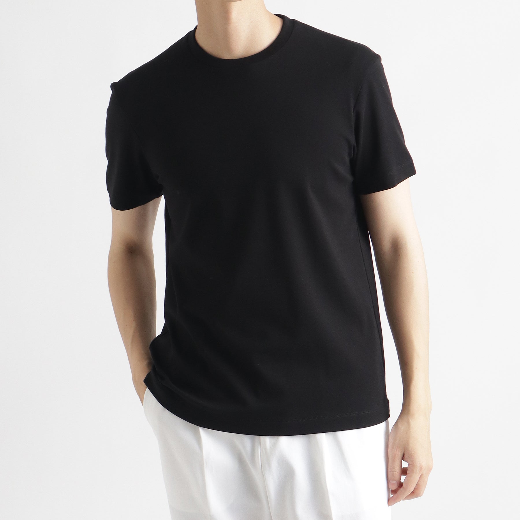 スビンプラチナムスムース テーラードTシャツ ブラック | ＋CLOTHET ONLINE