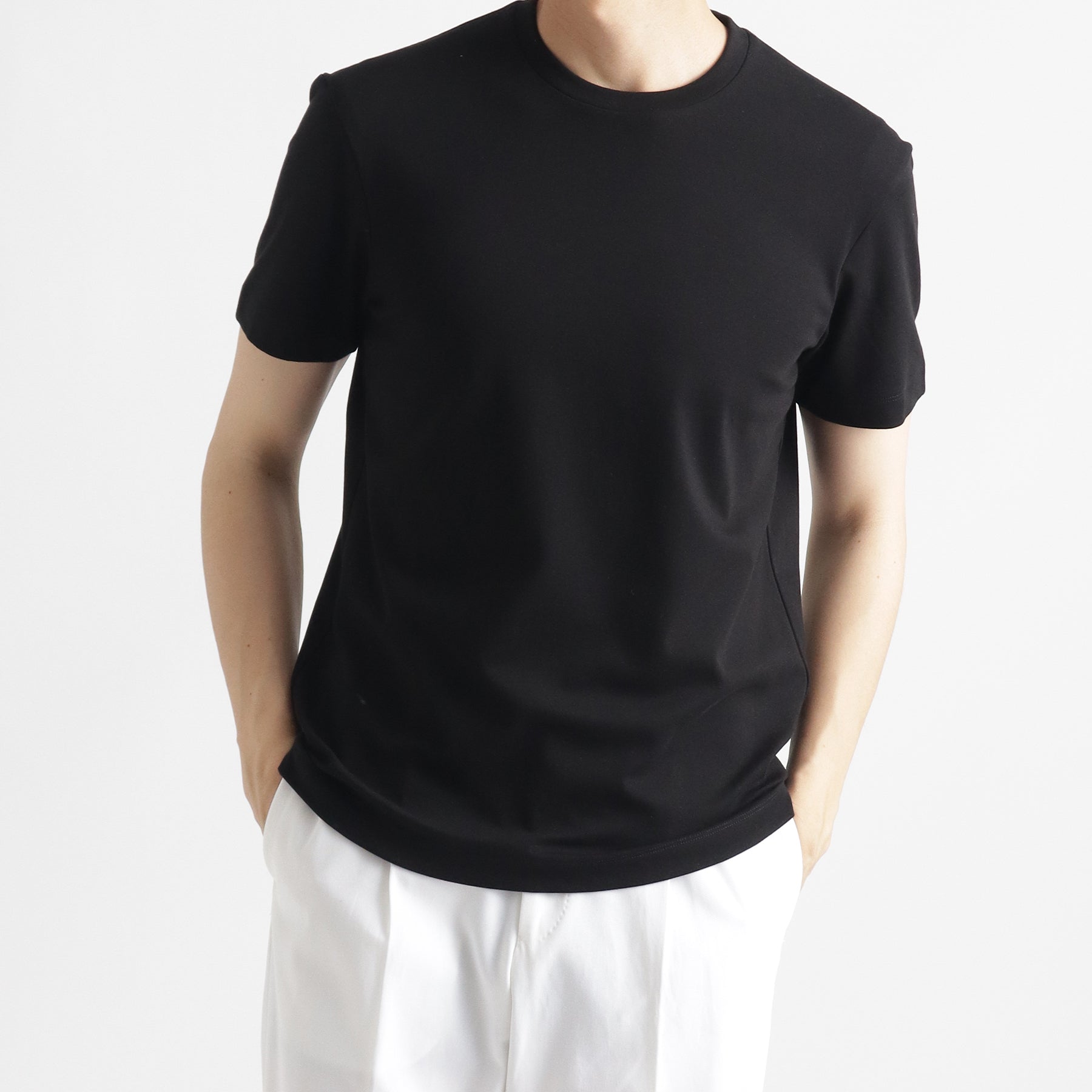 スビンプラチナムスムース テーラードTシャツ ブラック