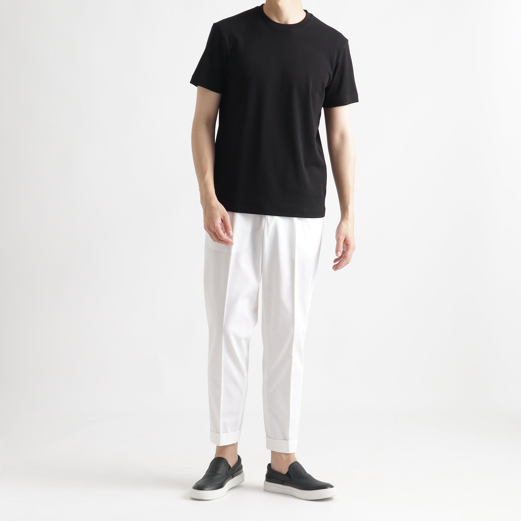 スビンプラチナムスムース テーラードTシャツ ブラック