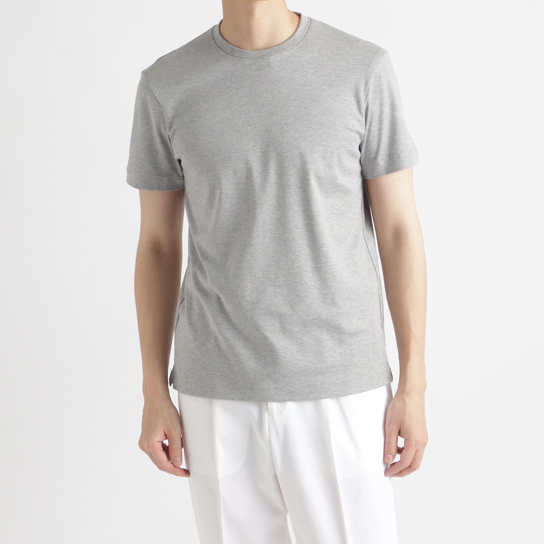 スビンプラチナムスムーステーラードTシャツグレーのメンズ着用画像1