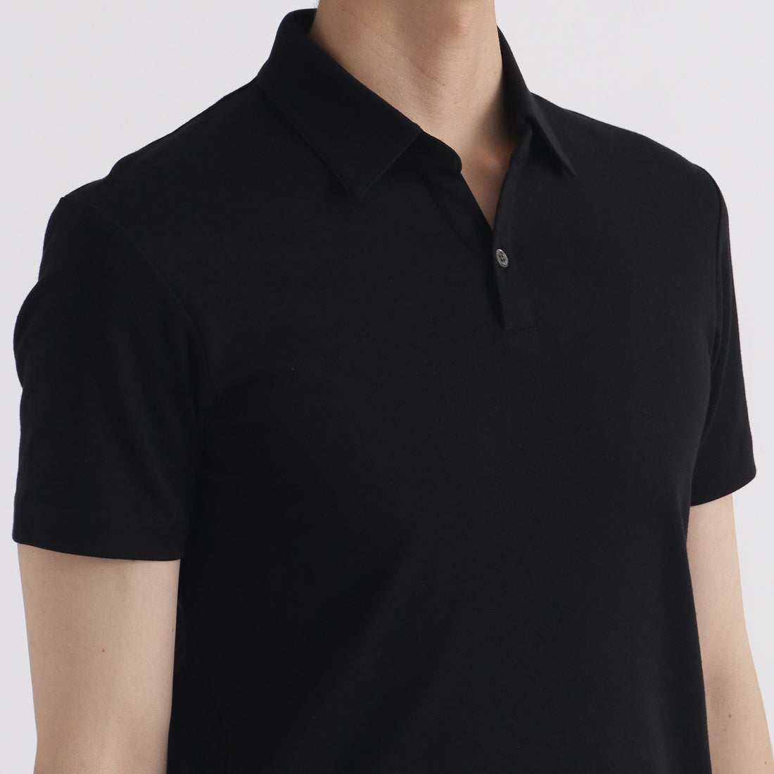 スビンプラチナムスムース テーラードポロシャツ ブラック | ＋CLOTHET