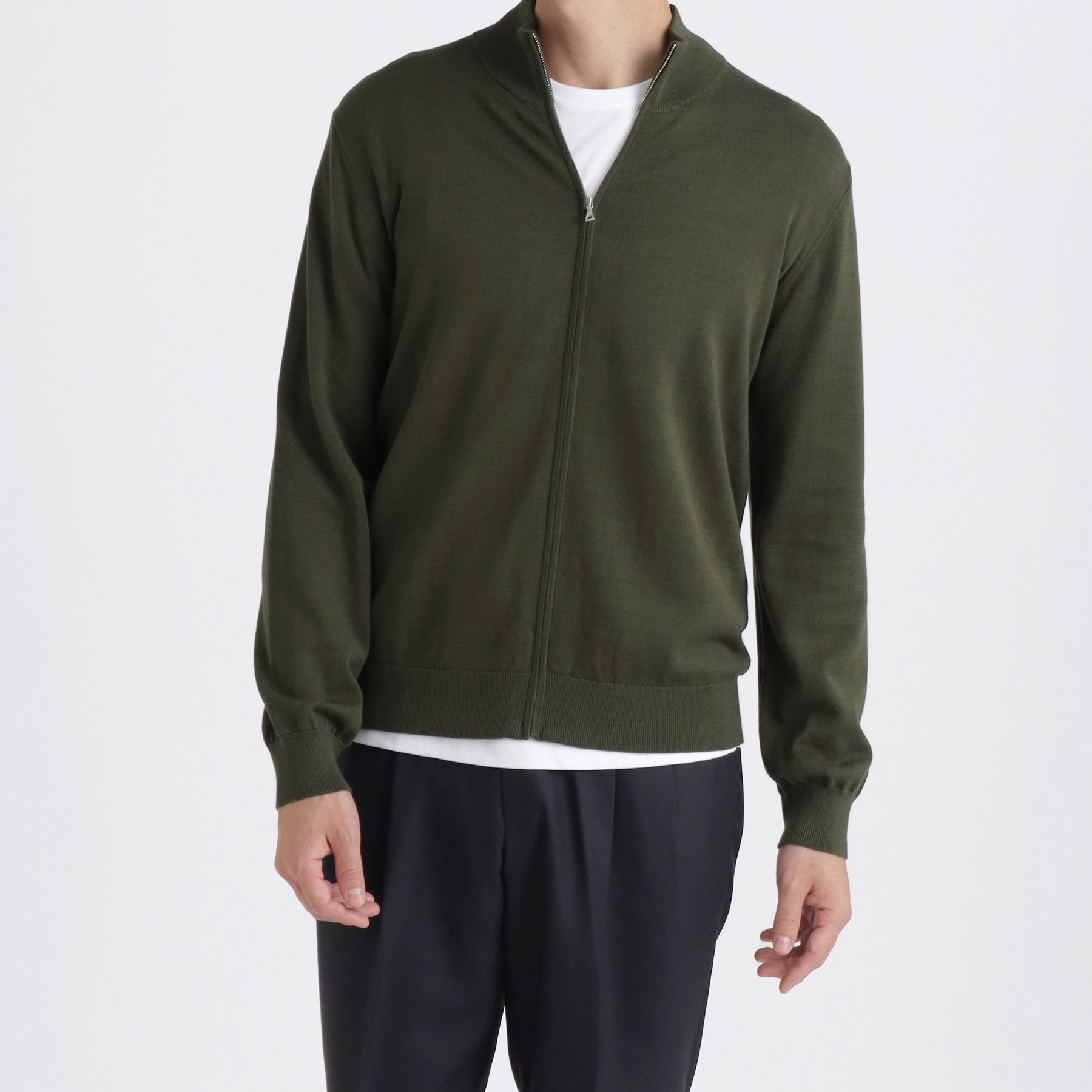スビンプラチナム ジップアップニット オリーブ | ＋CLOTHET ONLINE