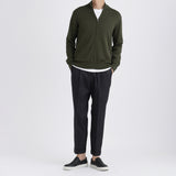 SUVIN PLATINUM Zip Up Knit Color: Olive