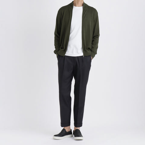 SUVIN PLATINUM Zip Up Knit Color: Olive