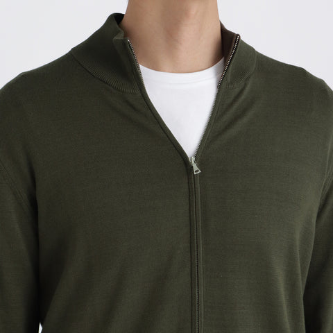 【10月上旬発送予定】SUVIN PLATINUM Zip Up Knit Color: Olive