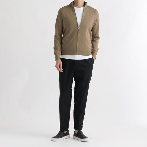 SUVIN PLATINUM Zip Up Knit Color: Mocha