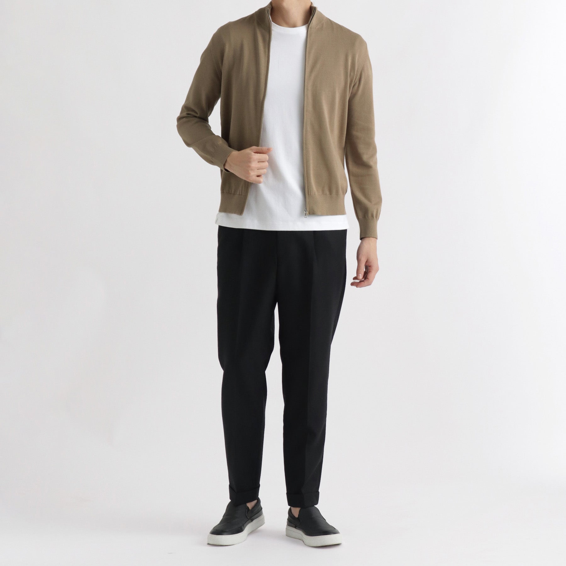 スビンプラチナム ジップアップニット モカ | ＋CLOTHET ONLINE