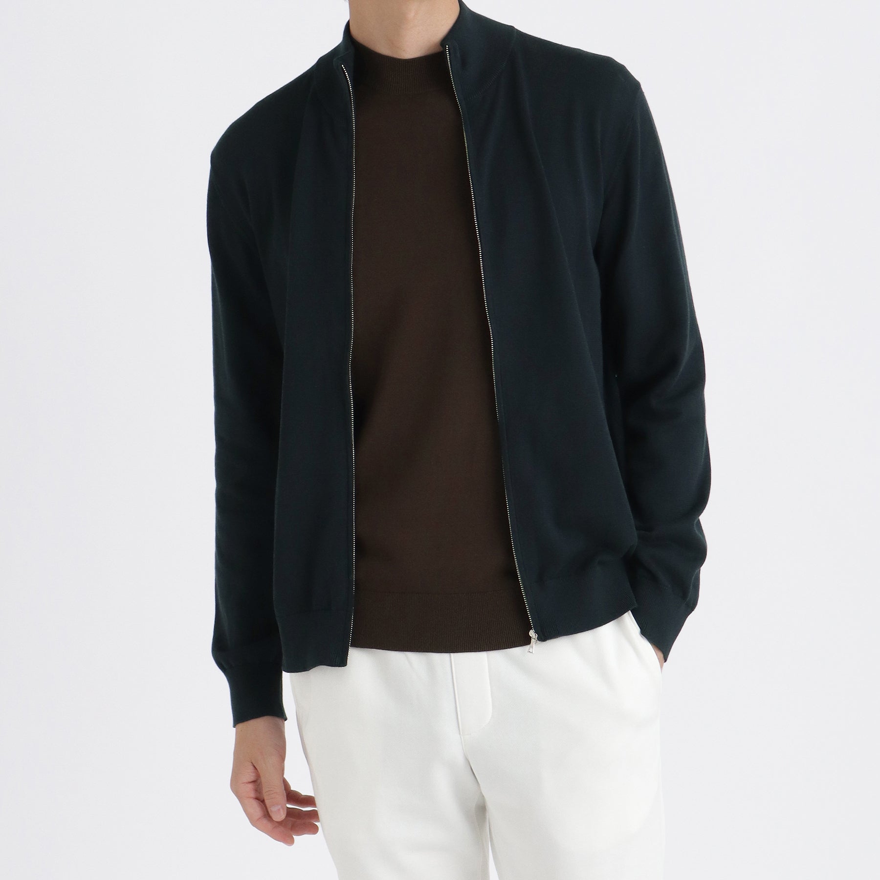 SUVIN PLATINUM Zip Up Knit Color: Navy
