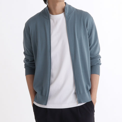 SUVIN PLATINUM Zip Up Knit Color: Slate Blue