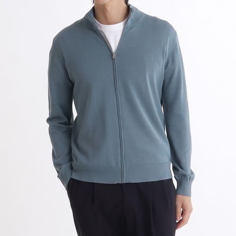 SUVIN PLATINUM Zip Up Knit Color: Slate Blue