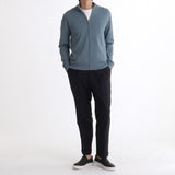 SUVIN PLATINUM Zip Up Knit Color: Slate Blue