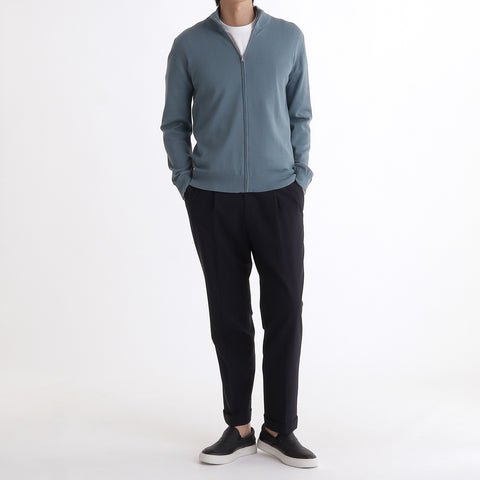 SUVIN PLATINUM Zip Up Knit Color: Slate Blue