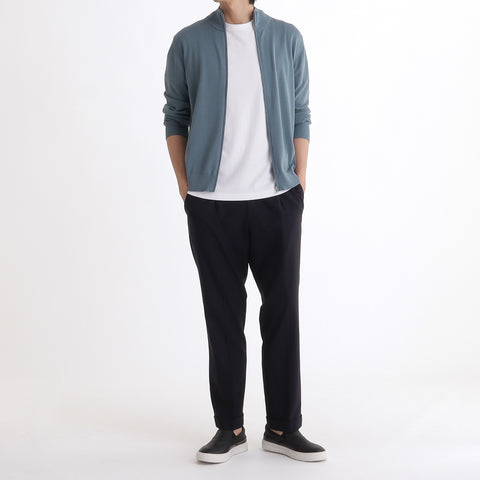 SUVIN PLATINUM Zip Up Knit Color: Slate Blue