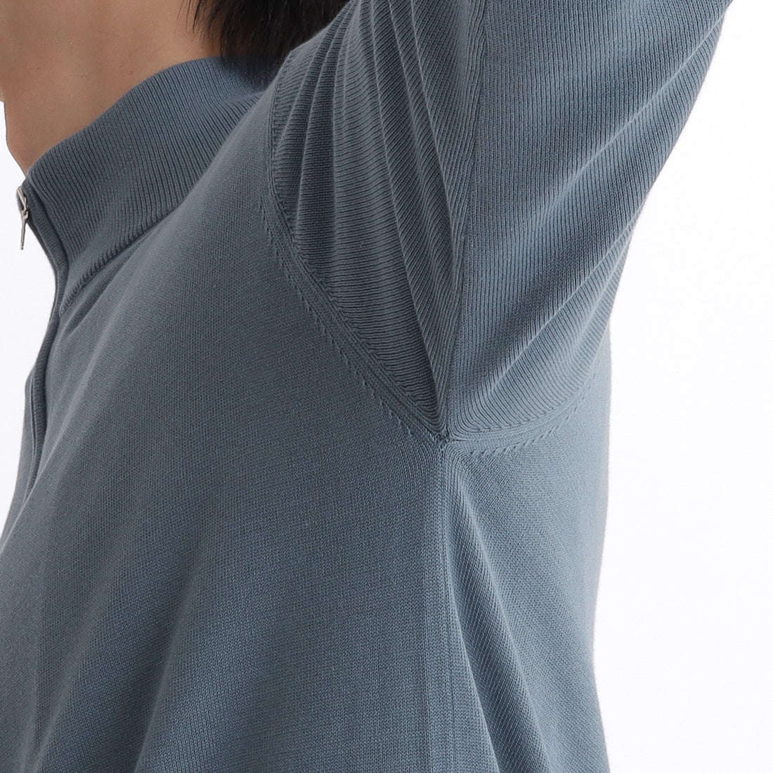 SUVIN PLATINUM Zip Up Knit Color: Slate Blue