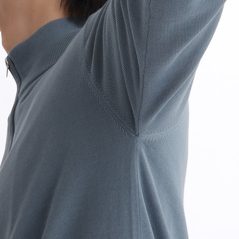 SUVIN PLATINUM Zip Up Knit Color: Slate Blue