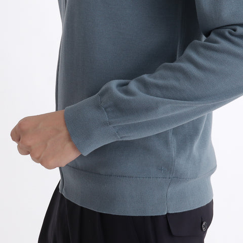 SUVIN PLATINUM Zip Up Knit Color: Slate Blue