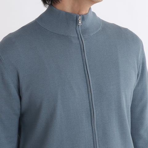 SUVIN PLATINUM Zip Up Knit Color: Slate Blue