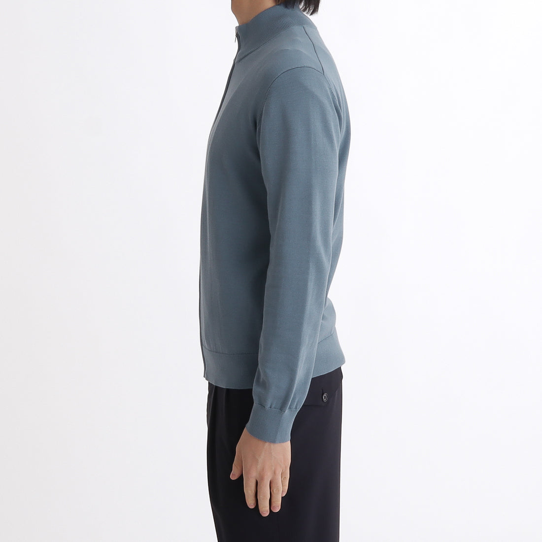 SUVIN PLATINUM Zip Up Knit Color: Slate Blue