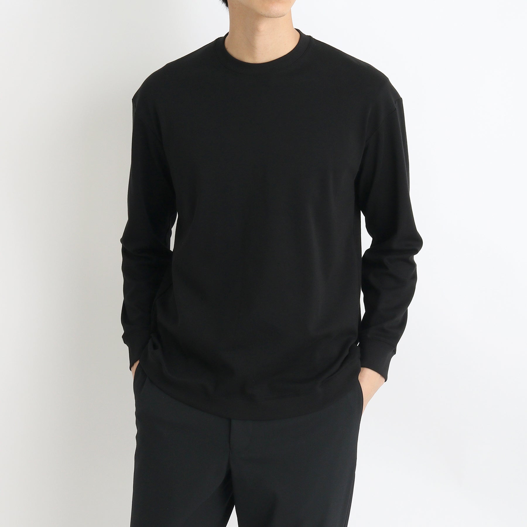 スビンプラチナムスムース ミドルスウェットシャツ ブラック