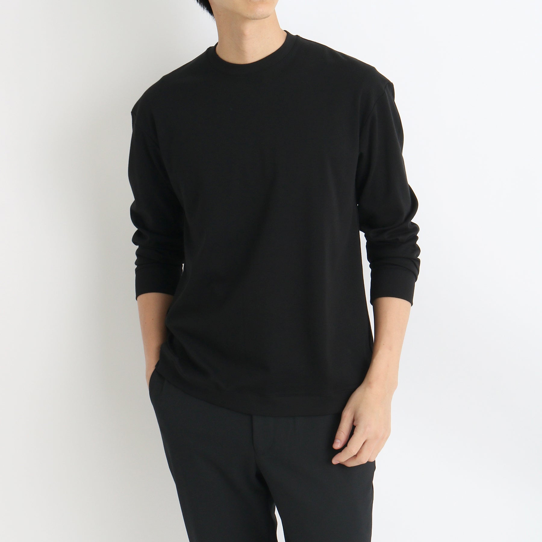 スビンプラチナムスムース ミドルスウェットシャツ ブラック