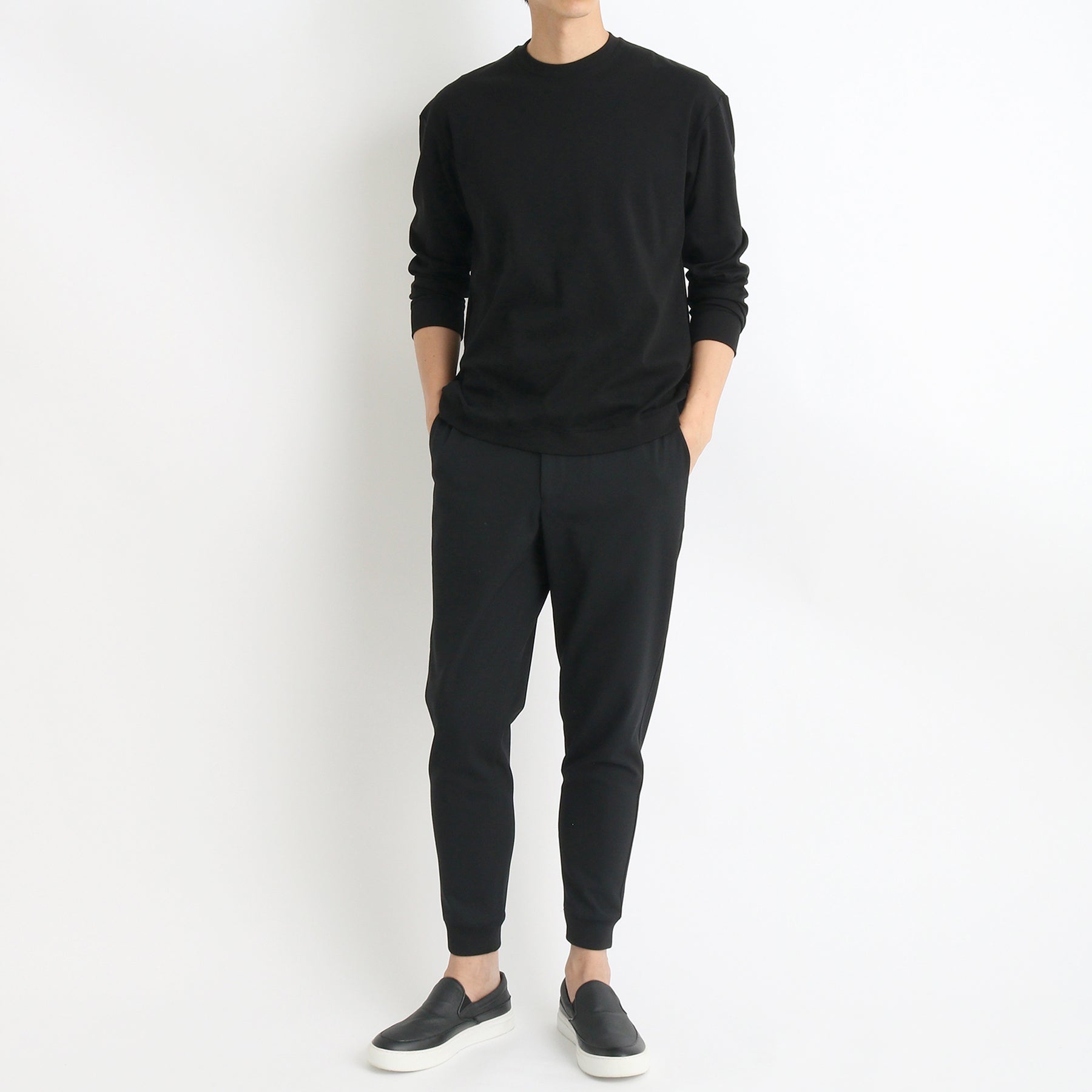 スビンプラチナムスムース ミドルスウェットシャツ ブラック