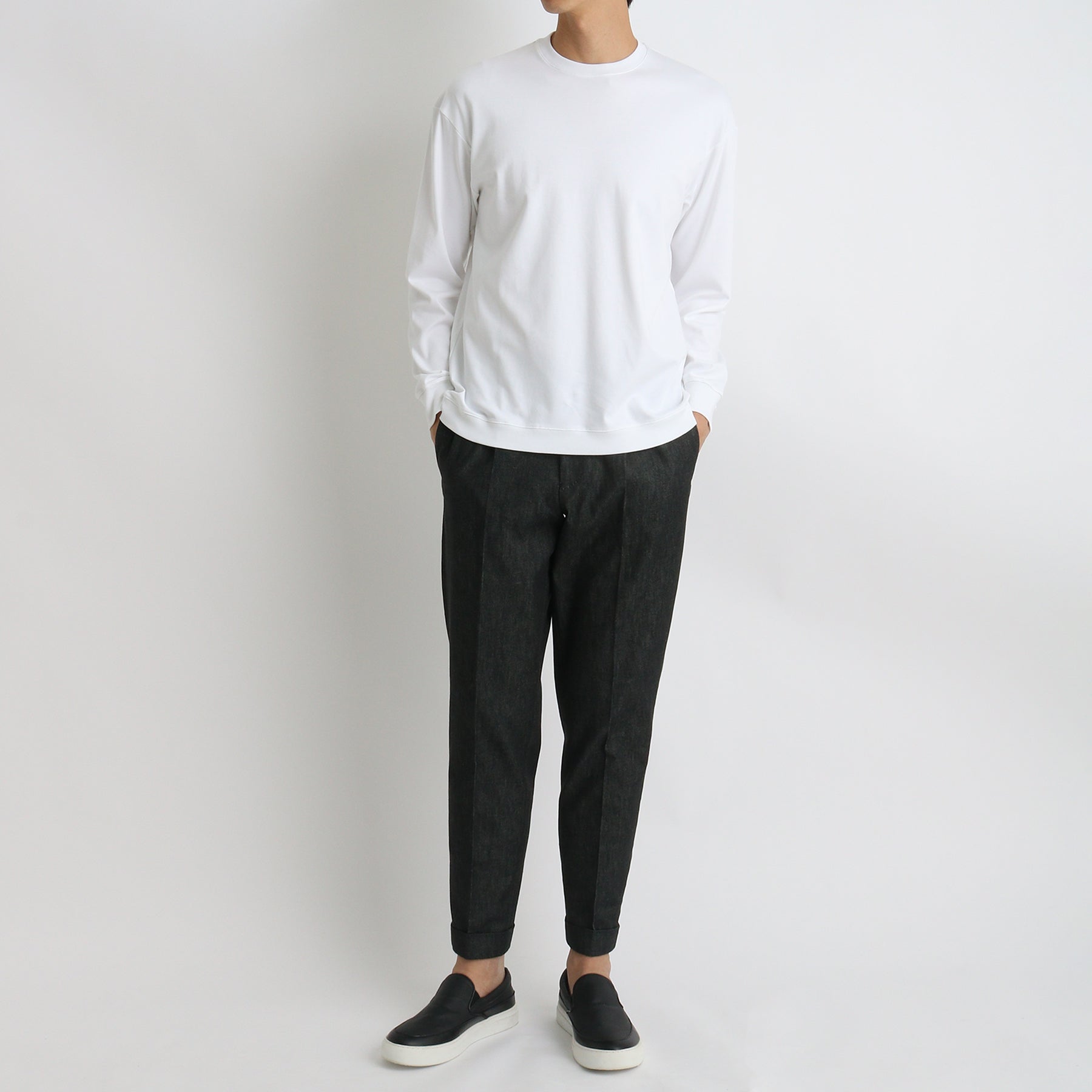 スビンプラチナムスムース ミドルスウェットシャツ ホワイト