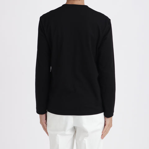 【Renewal】Tailored Key Neck Long Sleeve T-shirt Color: Black