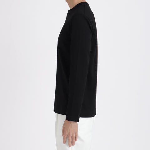 【Renewal】Tailored Key Neck Long Sleeve T-shirt Color: Black