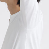 【Renewal】Tailored Key Neck Long Sleeve T-shirt Color: White