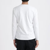 【Renewal】Tailored Key Neck Long Sleeve T-shirt Color: White