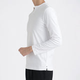 【Renewal】Tailored Key Neck Long Sleeve T-shirt Color: White