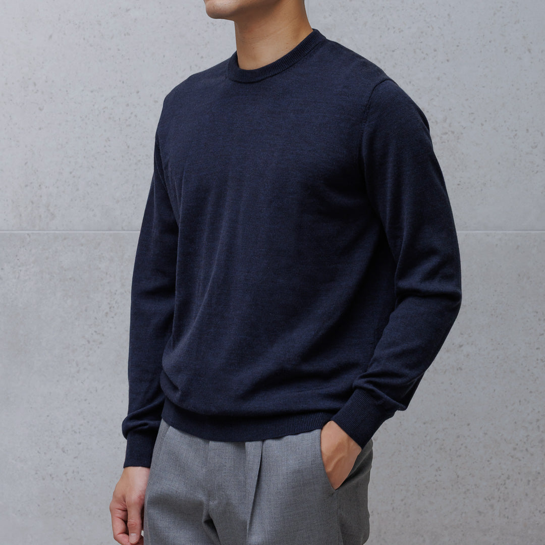 TECHWOOL🄬 Crew Neck Knit Color: Navy