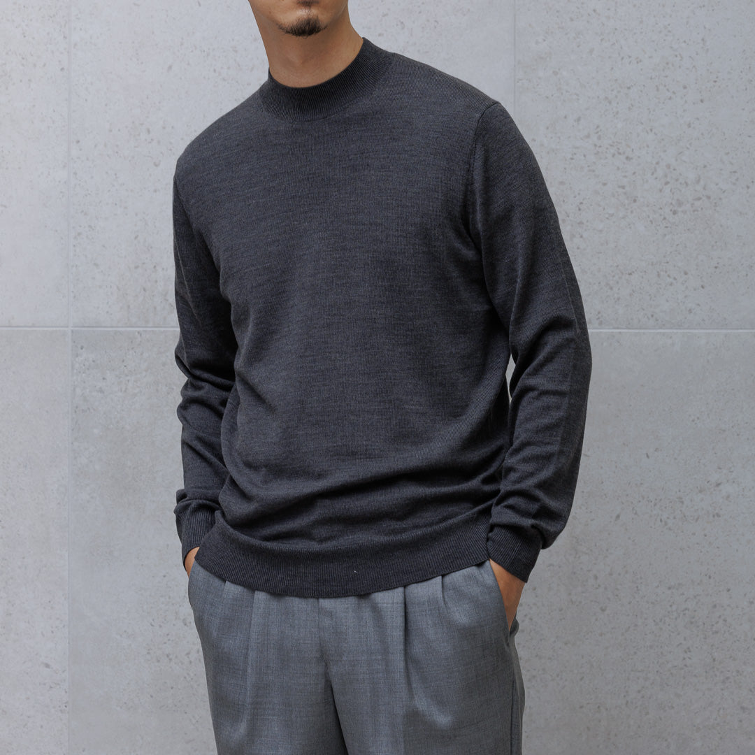 TECHWOOL🄬 Mock Neck Knit Color: Charcoal