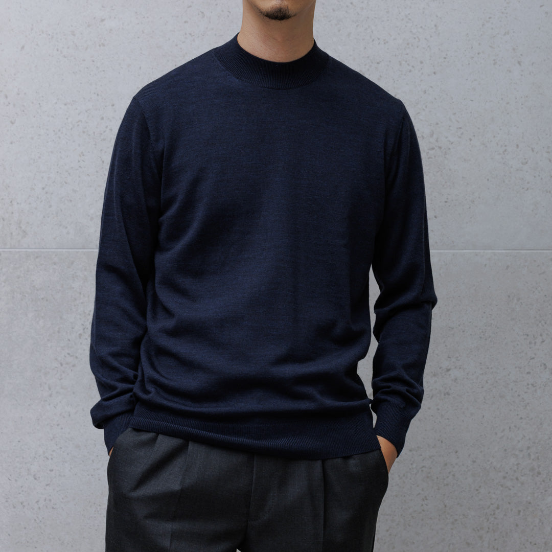 TECHWOOL🄬 Mock Neck Knit Color: Navy