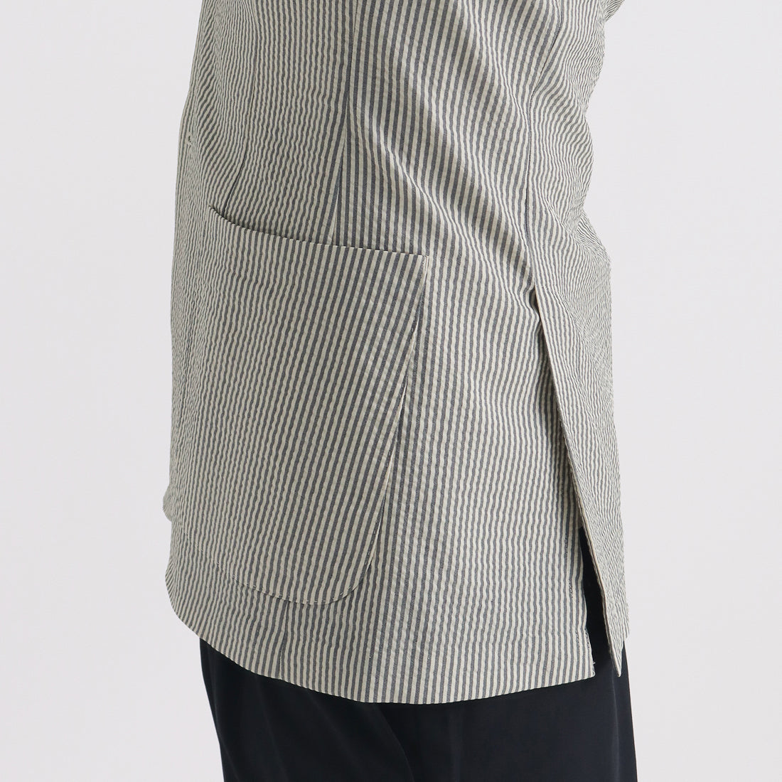 Seersucker Tailored Jacket Color: Navy Stripe