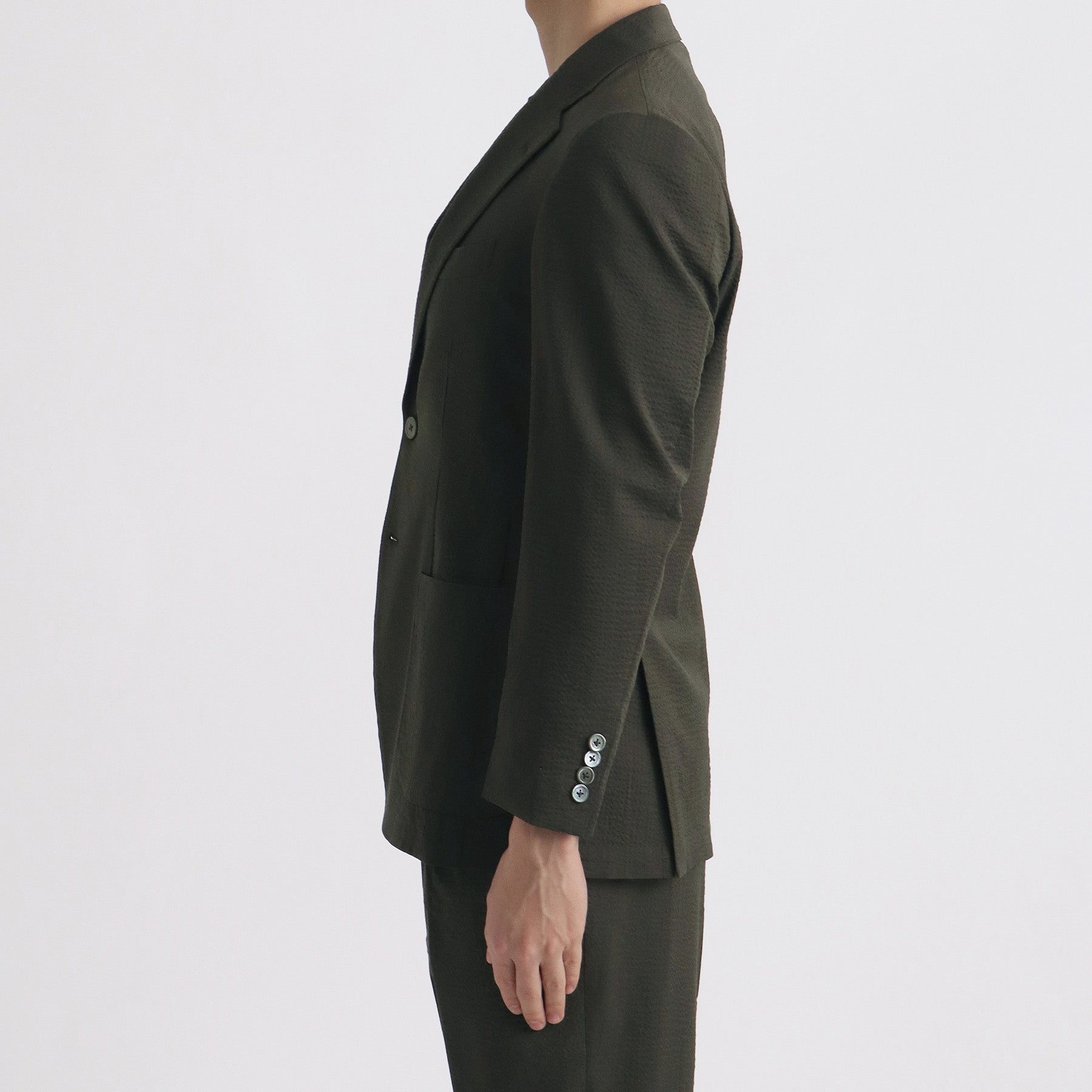 Seersucker Tailored Jacket Color: Olive