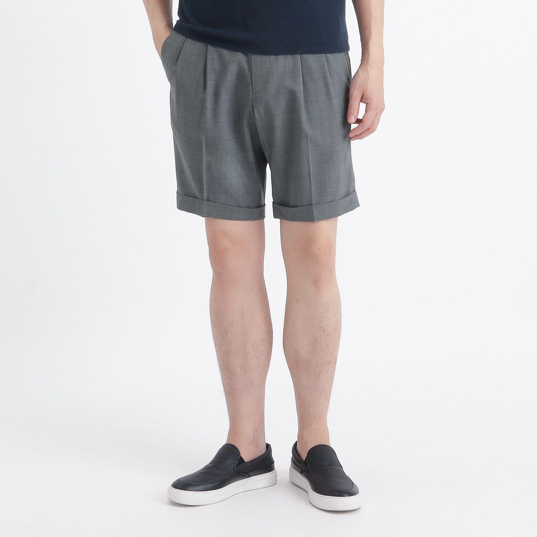 Tropical Two Pleats Short Pants Color: Gray