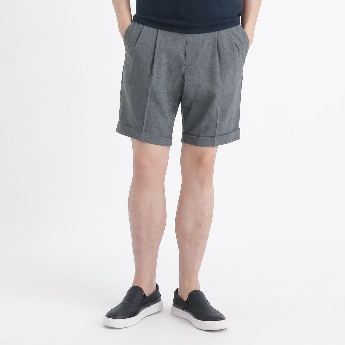 Tropical Two Pleats Short Pants Color: Gray